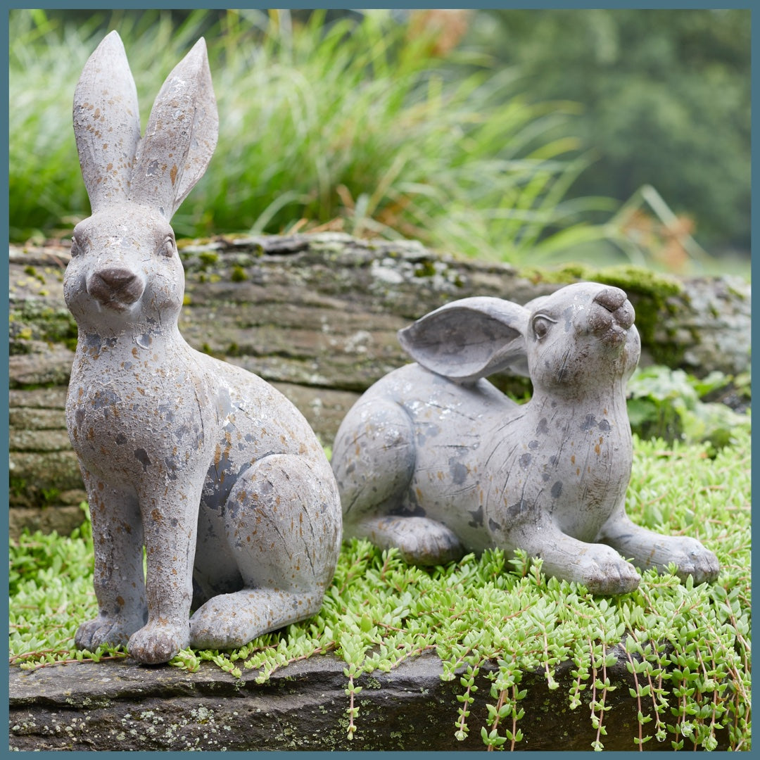 rabbit statues in outdoor setting