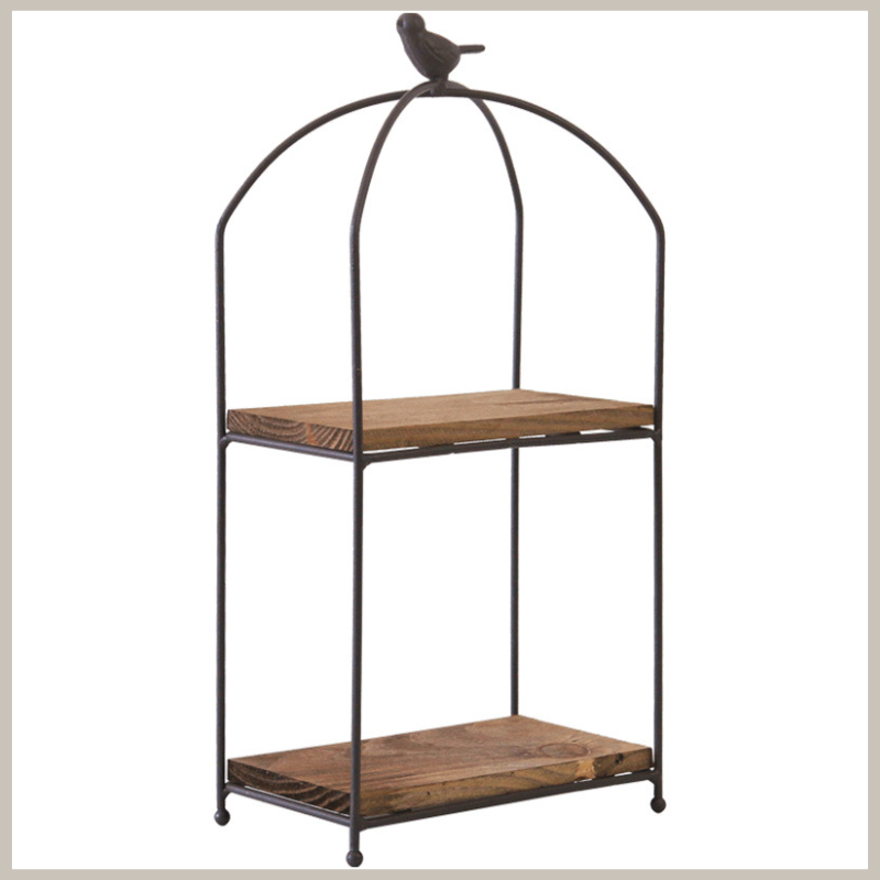 Rustic Two-tiered Iron & Wood Shelving | itsabode.com