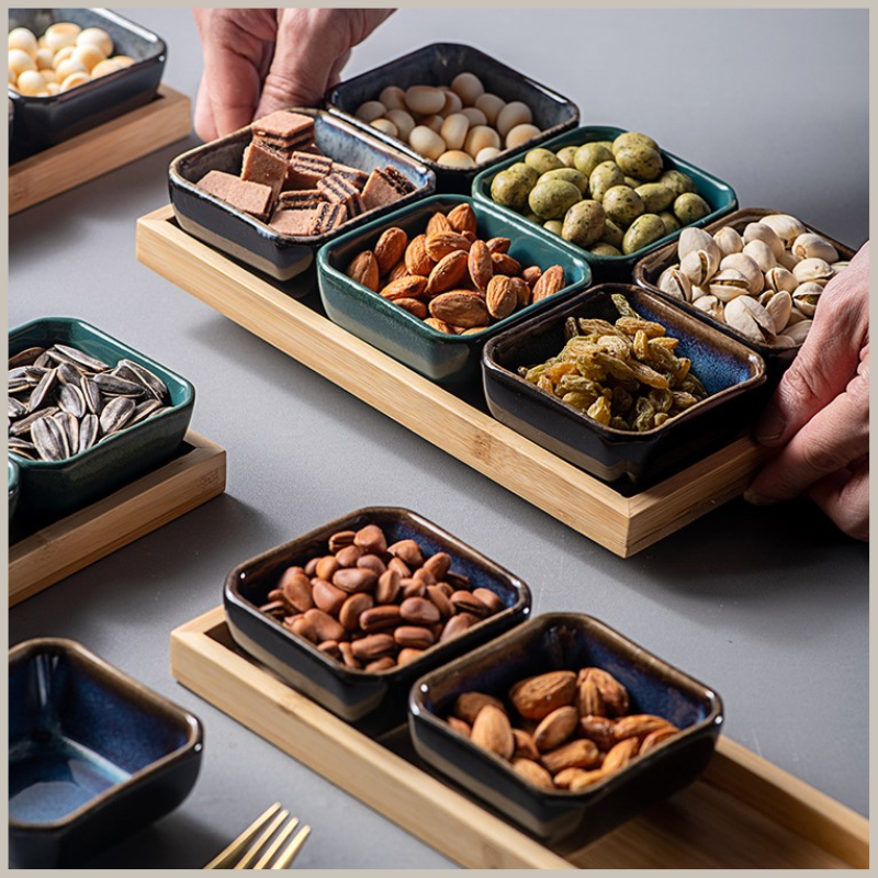 Dried Fruit & Nuts Serving Trio & Wooden Tray | itsabode.com