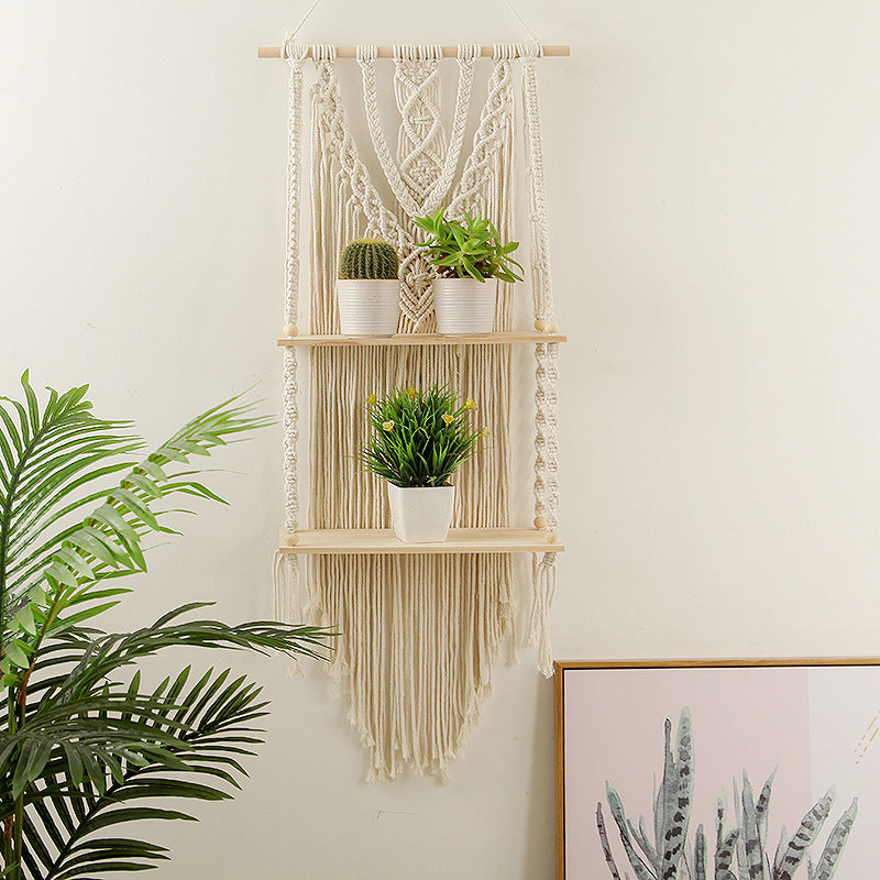 Hand-Woven Tapestry with Double Wooden Shelves | itsabode.com
